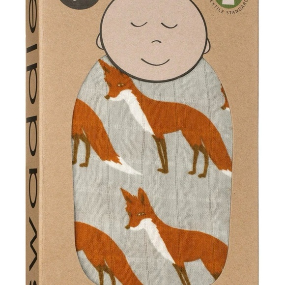 Milkbarn Milk Barn Organic Muslin Swaddle Blanket 47 x 47 Security Orange Fox - Picture 5 of 6